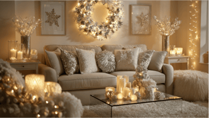 Intérieur décoré pour Noel plein de lumière.. mais trop